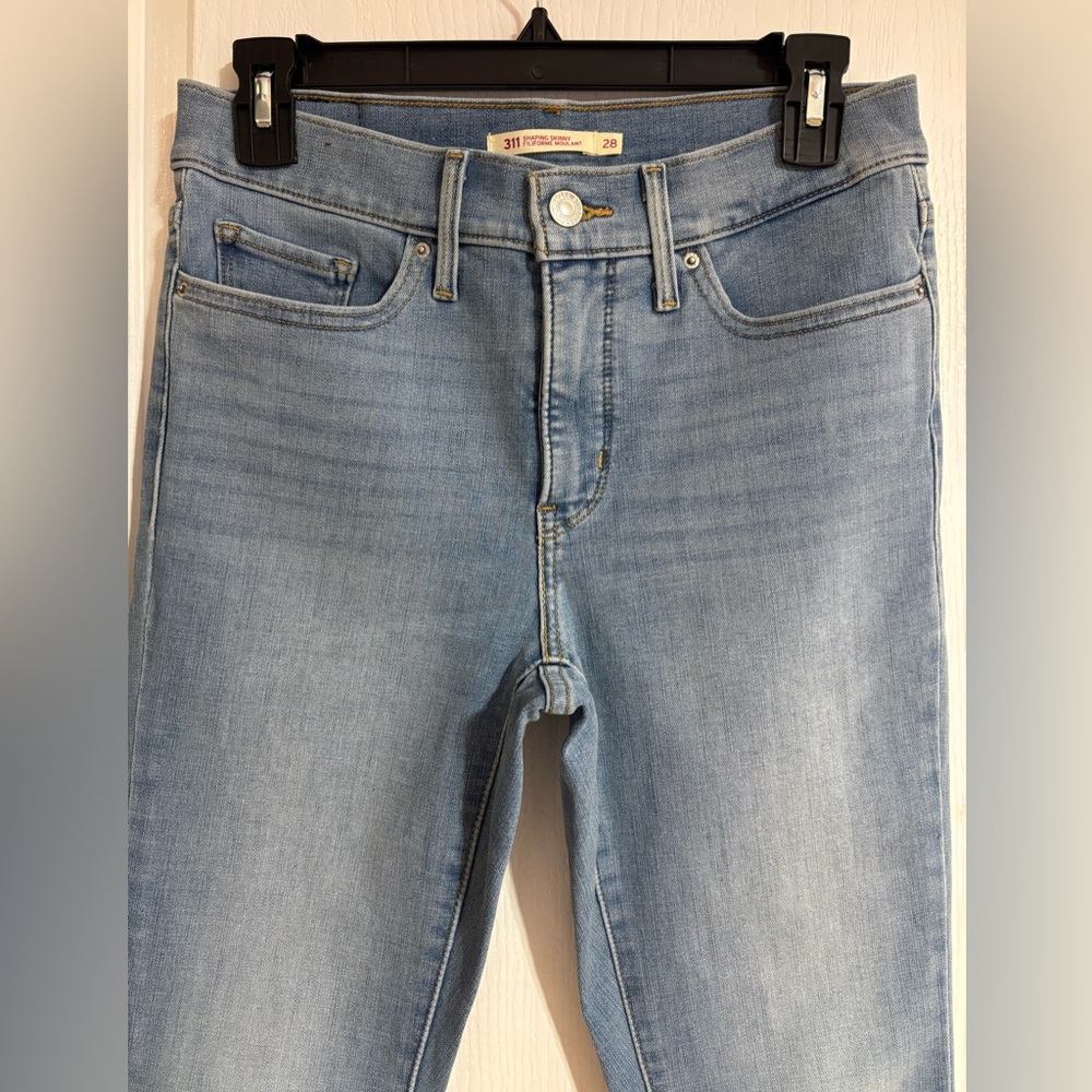 Levi’s Shaping Skinny Cotton Mid Rise Blue Denim Jeans Size 28 - Picture 6 of 15